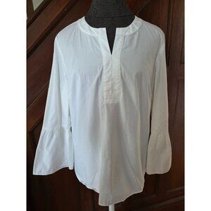 Talbots Womens Petite White Bell Sleeve Blouse Size M